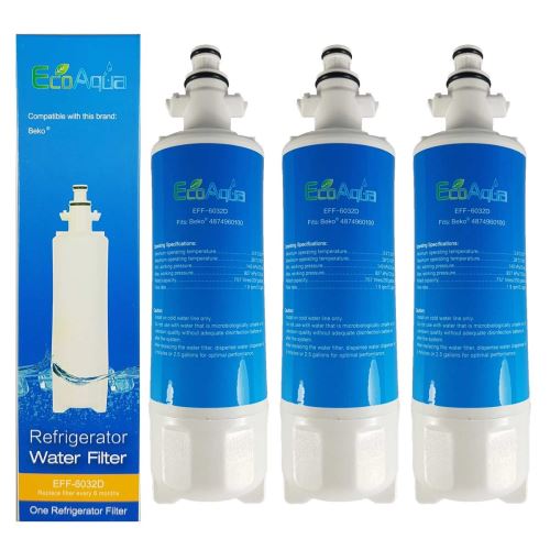 Lot De 3 Filtres Ecoaqua Eff6032D Remplace Beko 4874960100