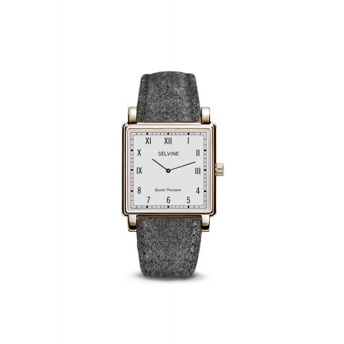 Montre Femme Selvine Cadran 28 mm En Alliage Blanc Et Bracelet Gris En Tweed SCHE16