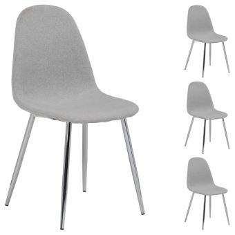 Lot De 4 Chaises Carlos En Tissu Gris Clair Pour Salle A Manger Ou
