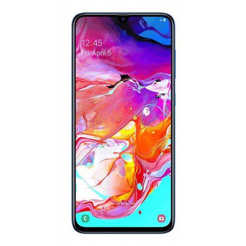 Samsung Galaxy A70 - 4G smartphone - double SIM - RAM 6 Go / Mémoire interne 128 Go - microSD slot - écran OEL - 6.7 - 2400 x 1080 pixels - 3 x caméras arrière 32 MP, 5 MP, 8 MP - front camera 32 MP - bleu
