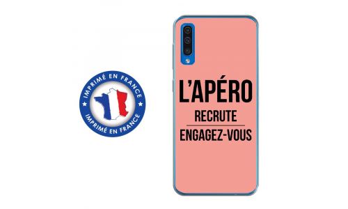 Coque souple pour Samsung Galaxy A50 avec impression Motifs l'apéro recrute rose