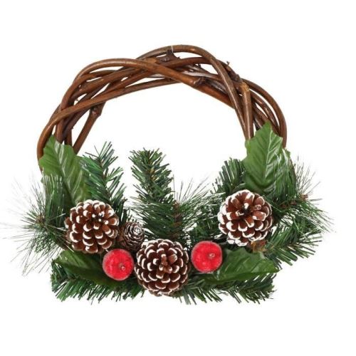 Couronne ø 25 cm - avec pomme de pin + pomme rouge 5vrd480ro