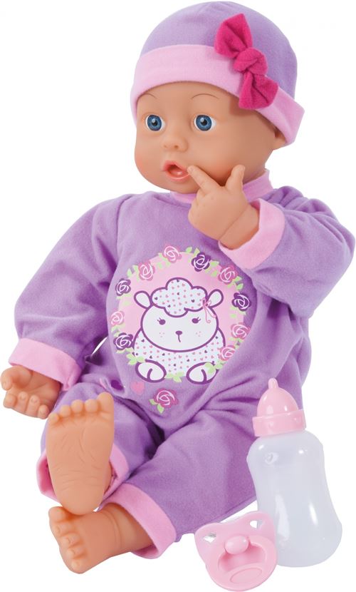 Bayer poupée bébé avec accessoires First Words 46 cm violet trois pièces