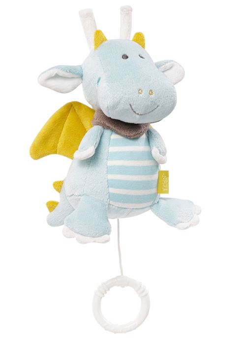 Fehn boîte à musique dragon 17 cm bleu