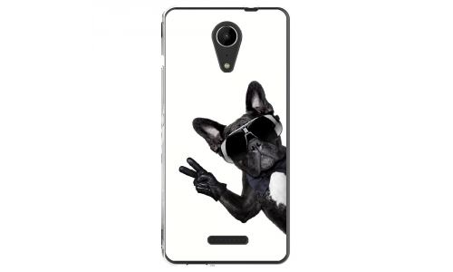 Coque souple pour Wiko Tommy 2 avec impression Motifs chien à lunettes sur fond blanc