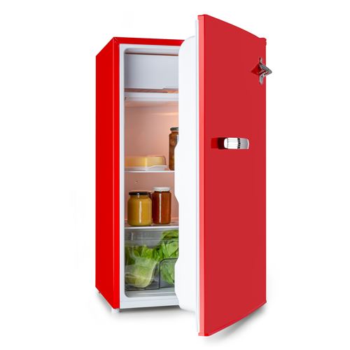 Beercracker - Réfrigérateur 90 litres , compartiment freezer , 39 dB , classe F - Rouge