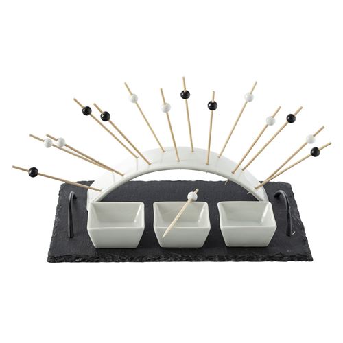 Set apéritif design ardoise Arc - 5 Pièces - Noir