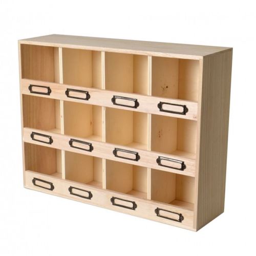 Casier de rangement en bois 12 emplacements 39,5x29,5x22cm