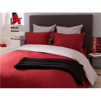 Housse De Couette Bicolore Rouge Et Gris Housse De Couette Reversible Bicolore 100 Coton Passepoil Contraste Rouge Gris Clair 240x220cm Cesar Achat Prix Fnac