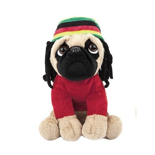 Kamparo chien en peluche rasta 20 cm rouge