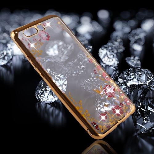 Huawei P10 Plus Coque Protection TPU Fleurs Bijoux Electroplating Doré ALS53888