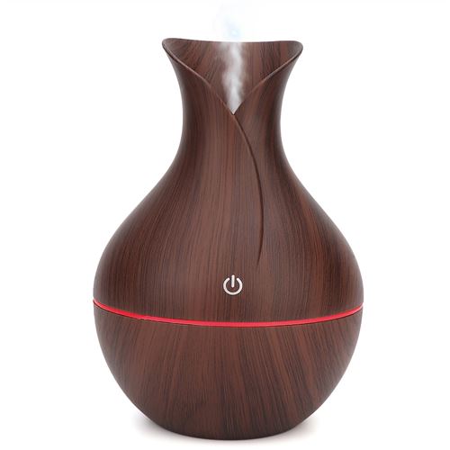Purificateur et humidificateur d'air LED Ultrason Diffuseurs d'arômes Diffuseurs d'huiles essentielles (Grain de bois foncé)