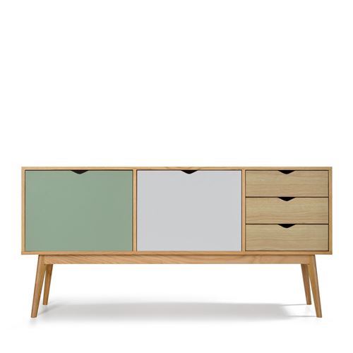 Buffet design 2 portes 3 tiroirs chêne Ström - Couleur - Gris souris/Blanc craie