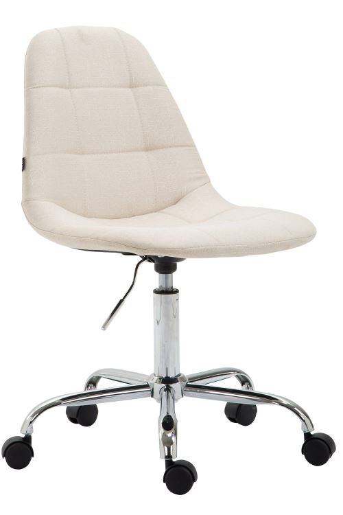 Chaise de Bureau Reims en Tissu avec Piètement en Métal chromé - Couleur Crème