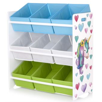 Etagere De Rangement Pour Enfant Avec 9 Bacs En Tissu Motif La Licorne Etageres Enfant Achat Prix Fnac