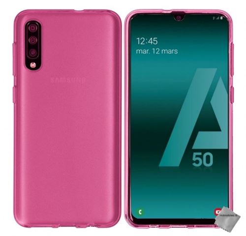 Housse etui coque pochette silicone gel fine pour Samsung Galaxy A50 avec verre trempe - ROSE