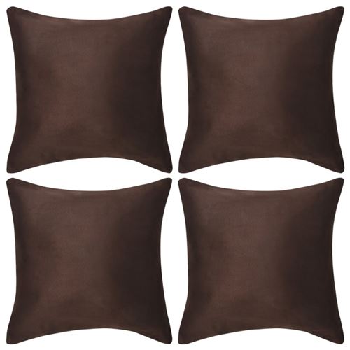 vidaXL Housse de coussin 4 pcs 50x50 cm Polyester Faux Daim Marron