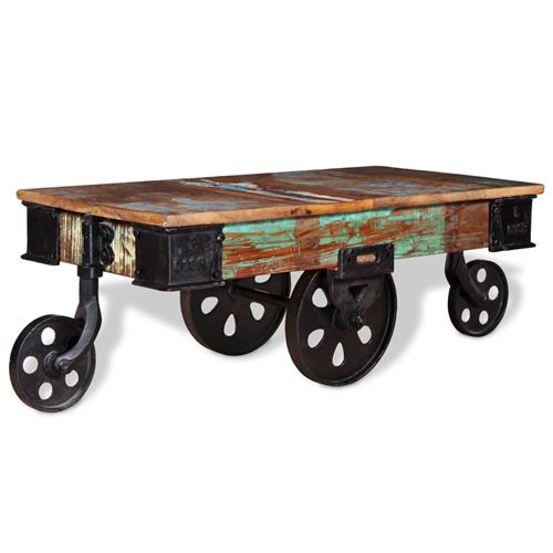 Vidaxl Brun Table Basse Bois De Récupération 90 X 45 X 35 Cm