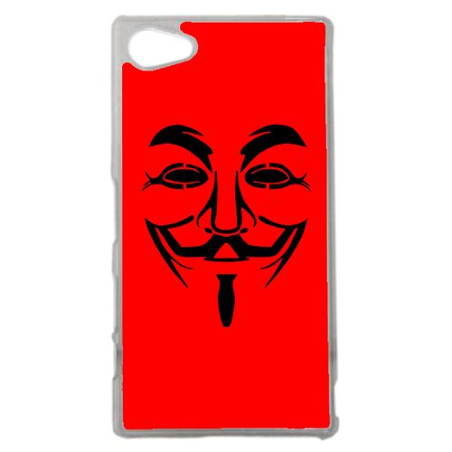 Coque Anonymous Rouge Compatible Sony Z5 Compact Transparent