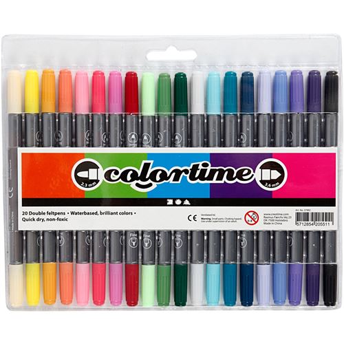 Creotime 20 épingles doubles colorées