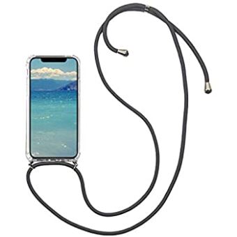 Coque avec Collier Compatible avec iPhone 13 Mini,Tour de Cou Lanière en Corde Pendentif Housse,Silicone Souple Bleu