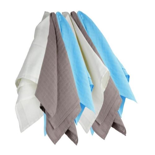 TROIS KILOS SEPT 1 Lot de 6 langes 70x70 cm Blanc / Marron / Turquoise