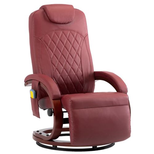 vidaXL Fauteuil de massage TV Rouge bordeaux Similicuir