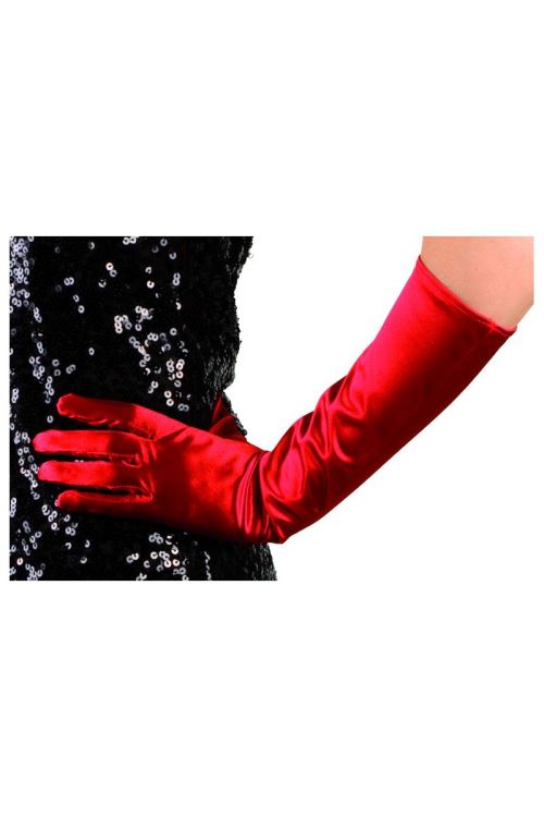 Gants satine elastique rouge