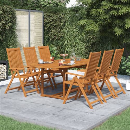 Vidaxl Marron Ensemble À Manger D Extérieur 7 Pcs Bois D Acacia Solide