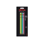 rOtring, Set de 4 Crayons en bois Neon HB : Vert, Bleu, Jaune et Rose
