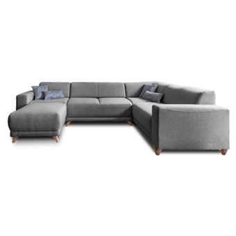 Bobochic Bella Canapé Dangle Panoramique Xxl En U Convertible Avec Coffre Droit Couleur Gris Foncé