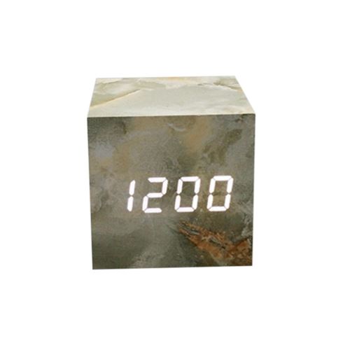 Commande Vocale Calendrier Thermomètre Numérique Led Alarme Horloge en Bois Usb / Aaa Vert PL568