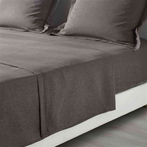Drap plat 2 personnes 240 x 300 cm polycoton uni actually +p. bourdon Noisette