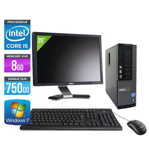 Ordinateur Dell Optiplex 790 SFF + Ecran 20'' - Noir - Intel Core i5-2400 / 3.10 GHz - RAM 8 Go - HDD 750 Go - DVD - Gigabit Ethernet - Windows 7 Prof