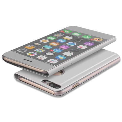 Etui en PU surface miroir plaqué stand smart view argent pour votre Apple Iphone 7 Plus