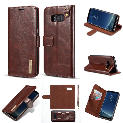 Etui en cuir véritable et TPU dg.ming 2en1  + intérieur amovible véritable stand café pour votre Samsung Galaxy S8 Plus G955