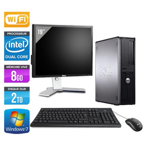 Ordinateur Dell Optiplex 780 Desktop + Ecran 19'' - Gris - Intel Core Duo E5300 / 2.60 GHz - RAM 8 Go - HDD 2 To - DVD - Gigabit Ethernet - Wifi - Win