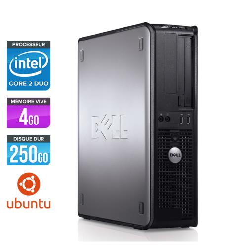 Unité centrale Dell Optiplex 780 Desktop - Gris - Intel Core 2 Duo E7500 / 2.93 GHz - RAM 4 Go - HDD 250 Go - DVD - Gigabit Ethernet - Linux - Ubuntu