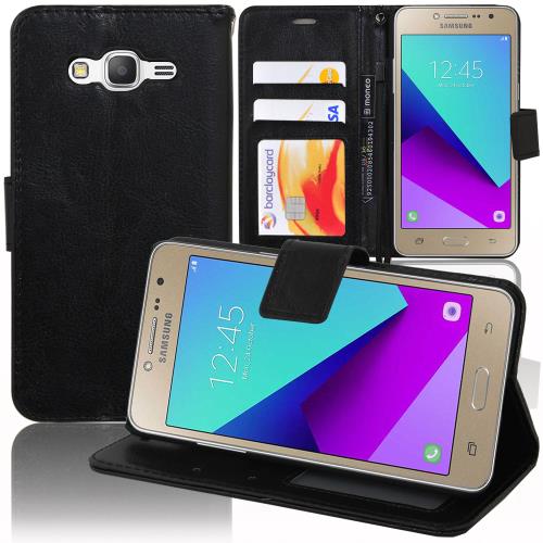 Etui portefeuille support vidéo cuir PU pour Samsung Galaxy Grand Prime Plus/ Galaxy J2 Prime SM-G532F - NOIR
