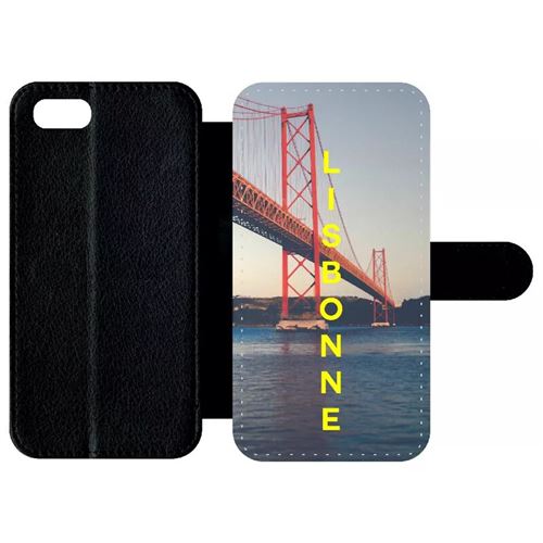 Etui My-Kase pour iPhone Se 2020 - lisbonne - Simili-cuir Noir