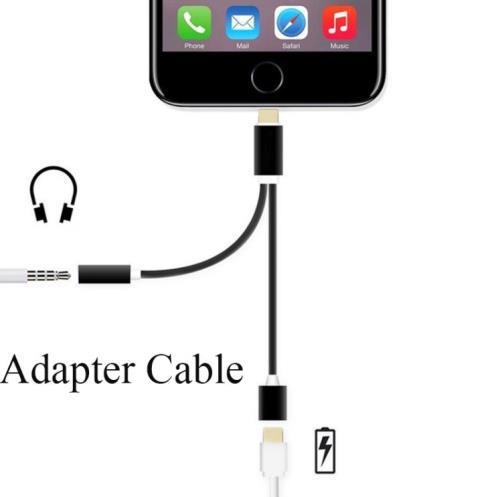 Accessoire pour téléphone mobile GENERIQUE Double adaptateur prise  jack/lightning pour iphone 8 audio 3. 5mm cable 2 en 1 chargeur apple  (argent)