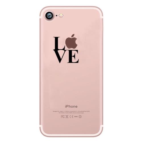 Coque Silicone IPHONE 7 Love Fun APPLE Amour Pomme Transparente Protection Gel Souple