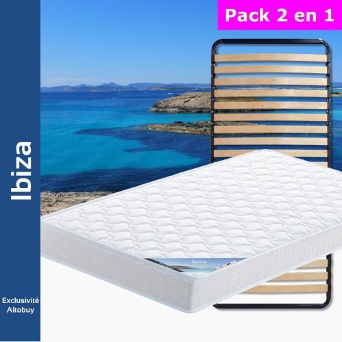 Ensemble matelas et sommier Altobuy IBIZA - Pack Matelas + Lattes 80x200 -