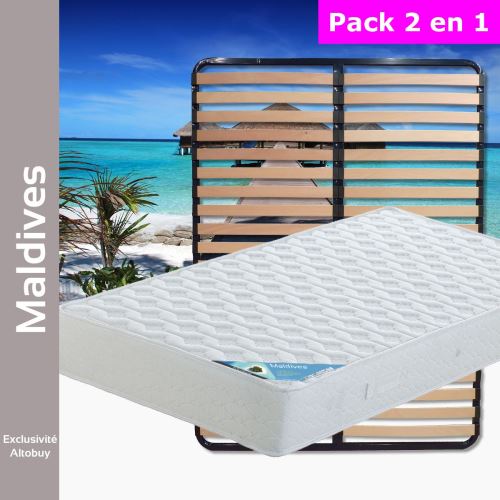 AltoBuy Maldives - Pack Matelas + Lattes 140x200