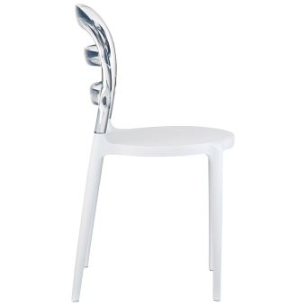 Chaise design 'BARO' blanche et transparente en matière plastique Chaise design 'BARO' blanche et transparente en matière plastique