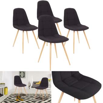 Chaises X4 VERANE capitonnées tissu noir pour salle à manger Chaises X4 VERANE capitonnées tissu noir pour salle à manger