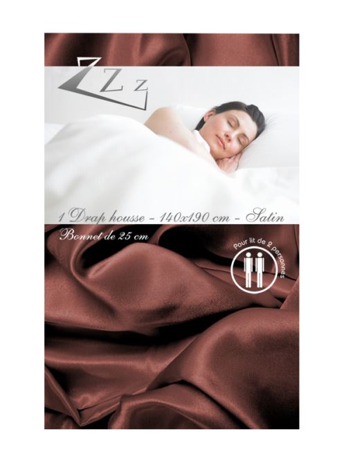 Drap housse SATIN chocolat