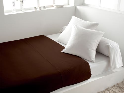 Drap plat coton 260x300 cm uni chocolat