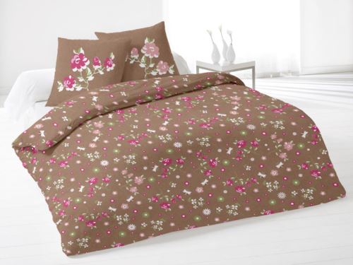 Housse de couette et 2 taies LEA taupe