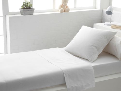 Drap plat 180x290 cm en coton 57 Fils SOLEIL D'OCRE blanc